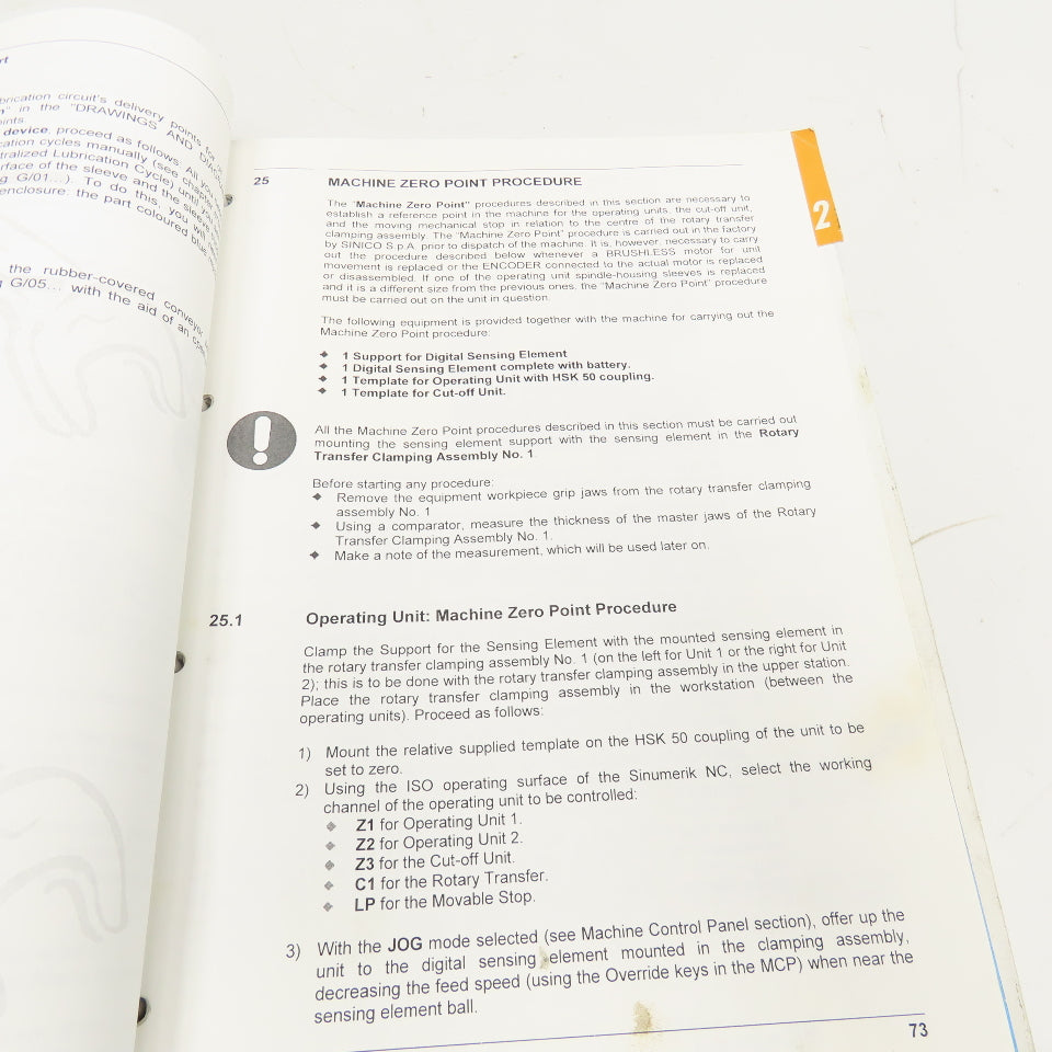 Sinico TR30/2-160 TOP1000CNC Owners Users Manual Parts Guide