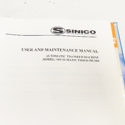 Sinico Sin-O-Matic TR60/4-350-MD Owners User And Maintenance Manual