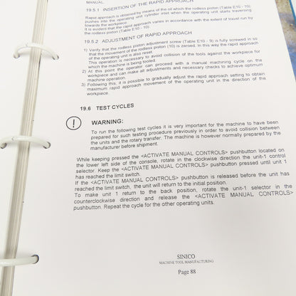 Sinico Sin-O-Matic TR60/4-2-350 User And Maintenance Manual