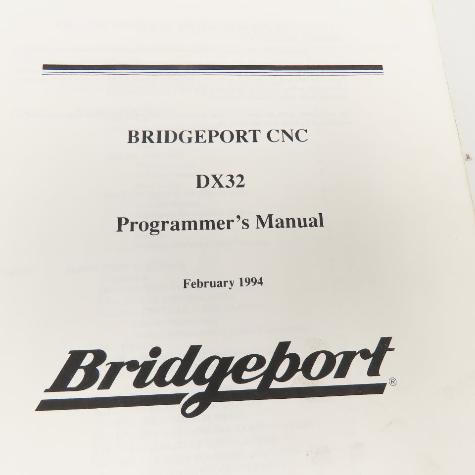Bridgeport DX32 CNC Programmers Manual