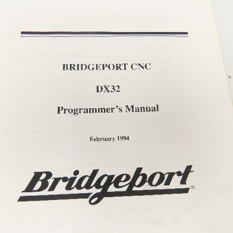 Bridgeport DX32 CNC Programmers Manual