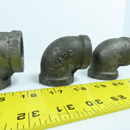 Ward 1" NPT 90° Black Pipe Malleable Iron Threaded Pipe Elbow Fitting Lot of 6
