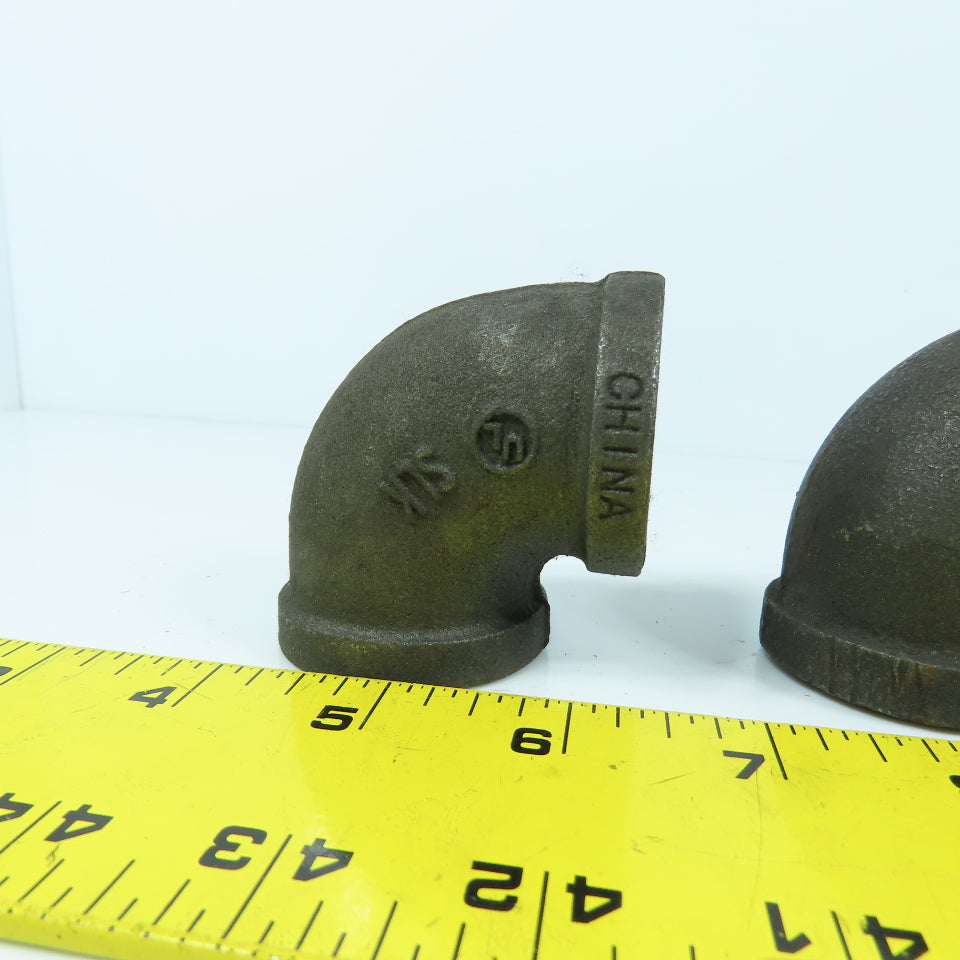 Ward 1" NPT 90° Black Pipe Malleable Iron Threaded Pipe Elbow Fitting Lot of 6