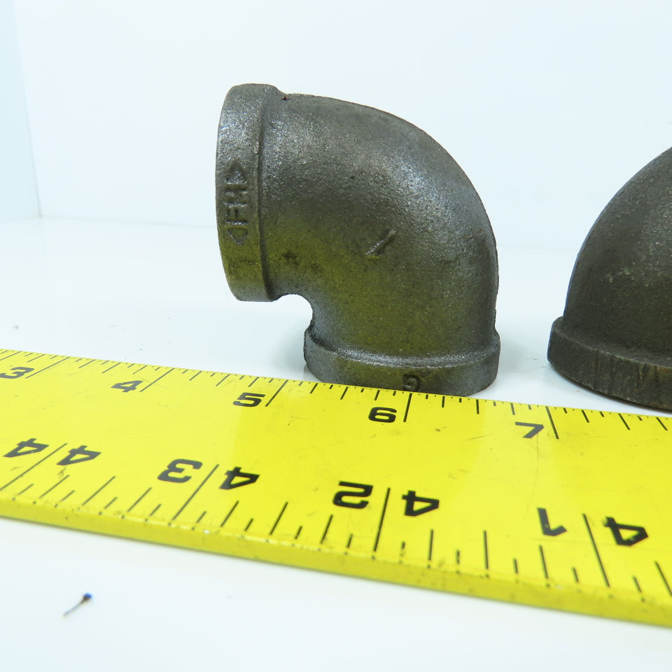 Ward 1" NPT 90° Black Pipe Malleable Iron Threaded Pipe Elbow Fitting Lot of 6