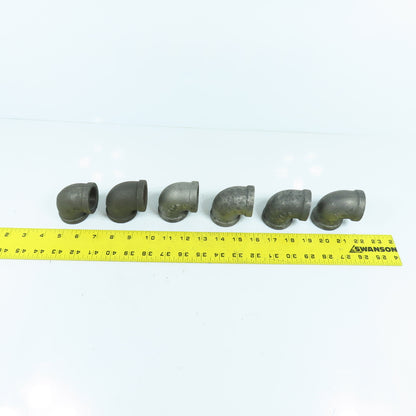 Ward 1" NPT 90° Black Pipe Malleable Iron Threaded Pipe Elbow Fitting Lot of 6