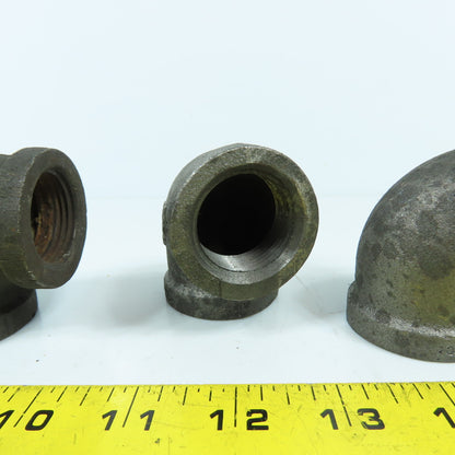 Ward 1" NPT 90° Black Pipe Malleable Iron Threaded Pipe Elbow Fitting Lot of 6