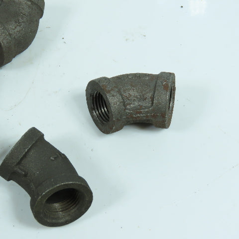 Ward 1/2" NPT 45° Black Pipe Malleable Iron Threaded Pipe Elbow Fitting Lot/13