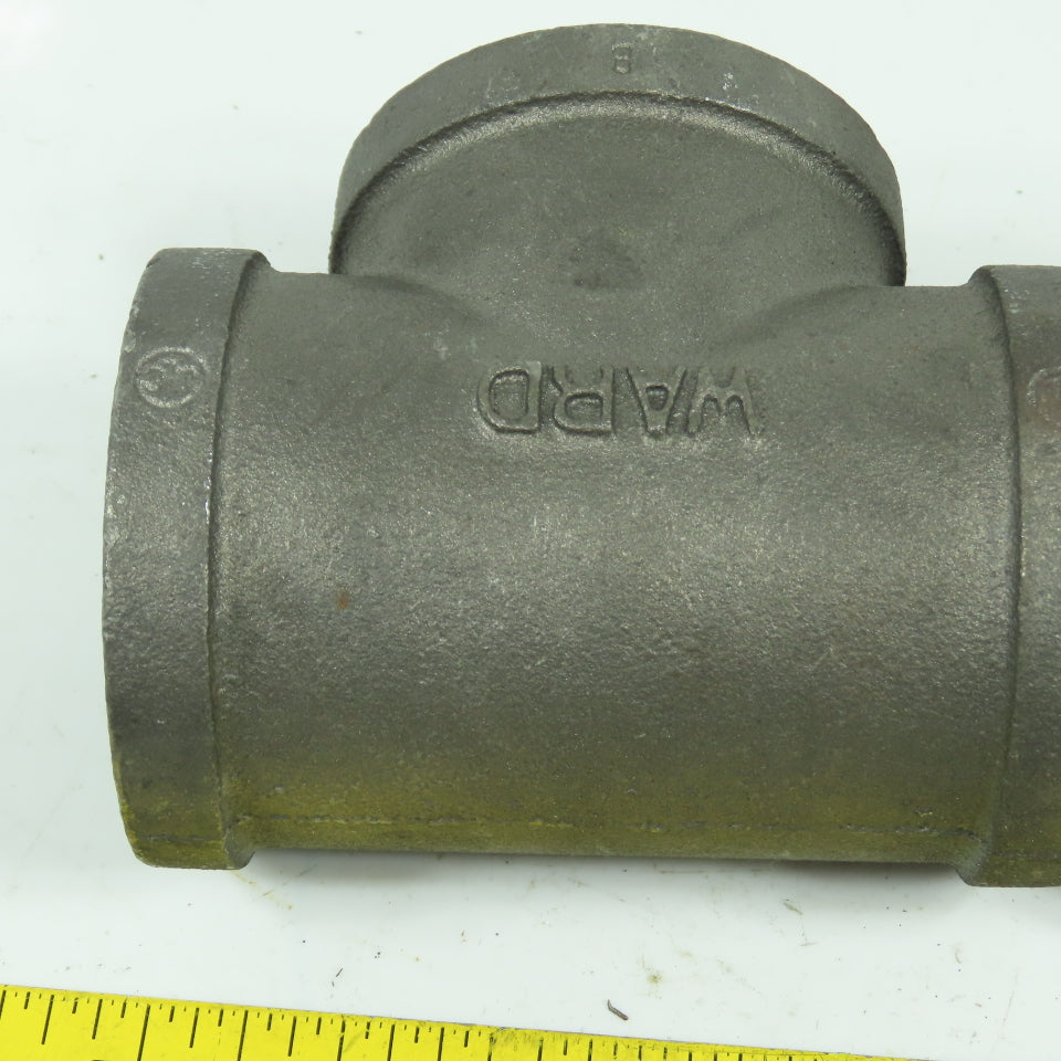 Ward 2" x 2" x 2" NPT Black Pipe Malleable Iron Threaded Pipe Tee USA Lot Of 2