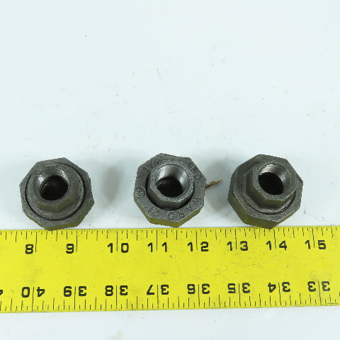 Ward 1/2" x 1/2" NPT Black Pipe Malleable Iron Threaded Pipe Union Lot Of 3