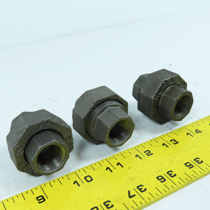 Ward 1/2" x 1/2" NPT Black Pipe Malleable Iron Threaded Pipe Union Lot Of 3