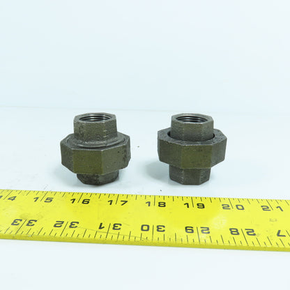 Ward 3/4" x 3/4" NPT Black Pipe Malleable Iron Threaded Pipe Union Lot Of 2