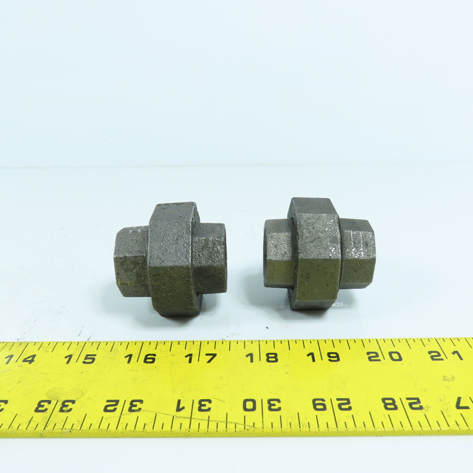 Ward 3/4" x 3/4" NPT Black Pipe Malleable Iron Threaded Pipe Union Lot Of 2