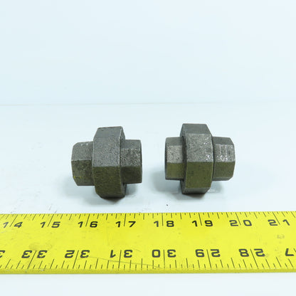 Ward 3/4" x 3/4" NPT Black Pipe Malleable Iron Threaded Pipe Union Lot Of 2