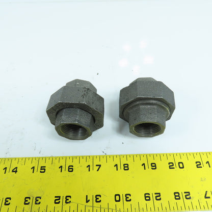 Ward 3/4" x 3/4" NPT Black Pipe Malleable Iron Threaded Pipe Union Lot Of 2