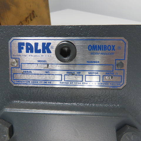 Falk 1206WB3A 60:1 Ratio Omnibox Right Angle Worm Gear Reducer .491HP Input