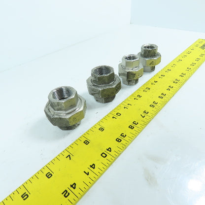 3/4" & 1/2" NPT 304 Stainless Steel Threaded Pipe Union Lot Of 4