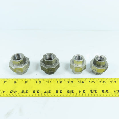 3/4" & 1/2" NPT 304 Stainless Steel Threaded Pipe Union Lot Of 4