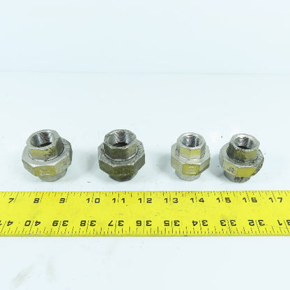 3/4" & 1/2" NPT 304 Stainless Steel Threaded Pipe Union Lot Of 4
