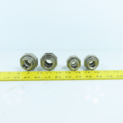 3/4" & 1/2" NPT 304 Stainless Steel Threaded Pipe Union Lot Of 4