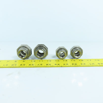 3/4" & 1/2" NPT 304 Stainless Steel Threaded Pipe Union Lot Of 4