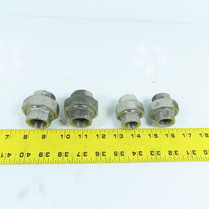 3/4" & 1/2" NPT 304 Stainless Steel Threaded Pipe Union Lot Of 4