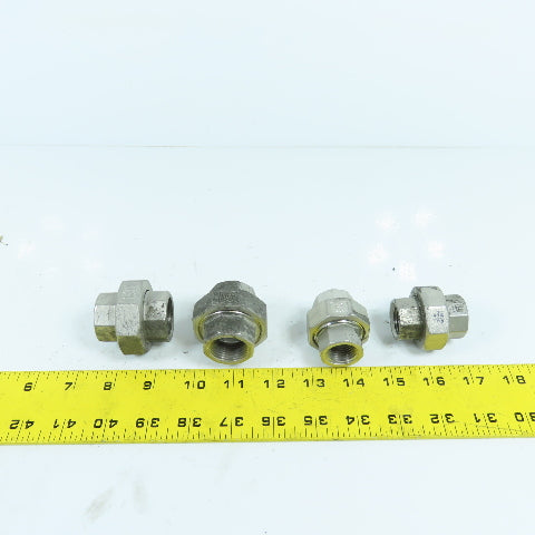 3/4" & 1/2" NPT 304 Stainless Steel Threaded Pipe Union Lot Of 4