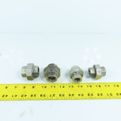 3/4" & 1/2" NPT 304 Stainless Steel Threaded Pipe Union Lot Of 4
