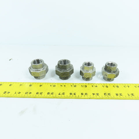 3/4" & 1/2" NPT 304 Stainless Steel Threaded Pipe Union Lot Of 4