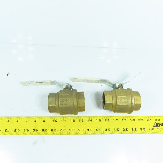 AB 125G-5G CW510L 1-1/2" NPT Threaded Brass Ball Valve 150WSP Lot Of 2