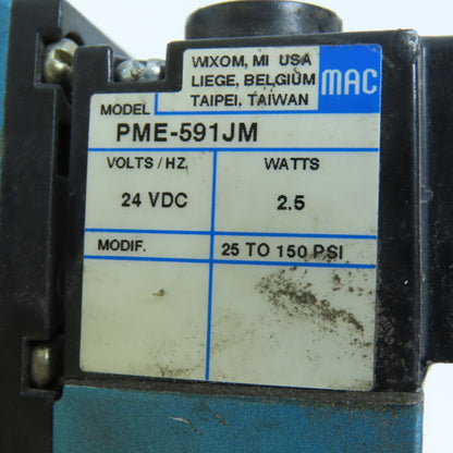 MAC PME-591JM Pneumatic Solenoid Valve 24VDC W/ 912B-PM-591JM