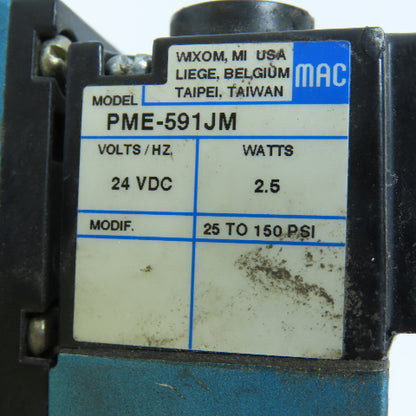 MAC PME-591JM Pneumatic Solenoid Valve 24VDC W/ 912B-PM-591JM