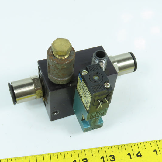 MAC 45A-L00-DAAJ-1KJ Pneumatic Solenoid Valve 120VAC W/ 4-Port Block