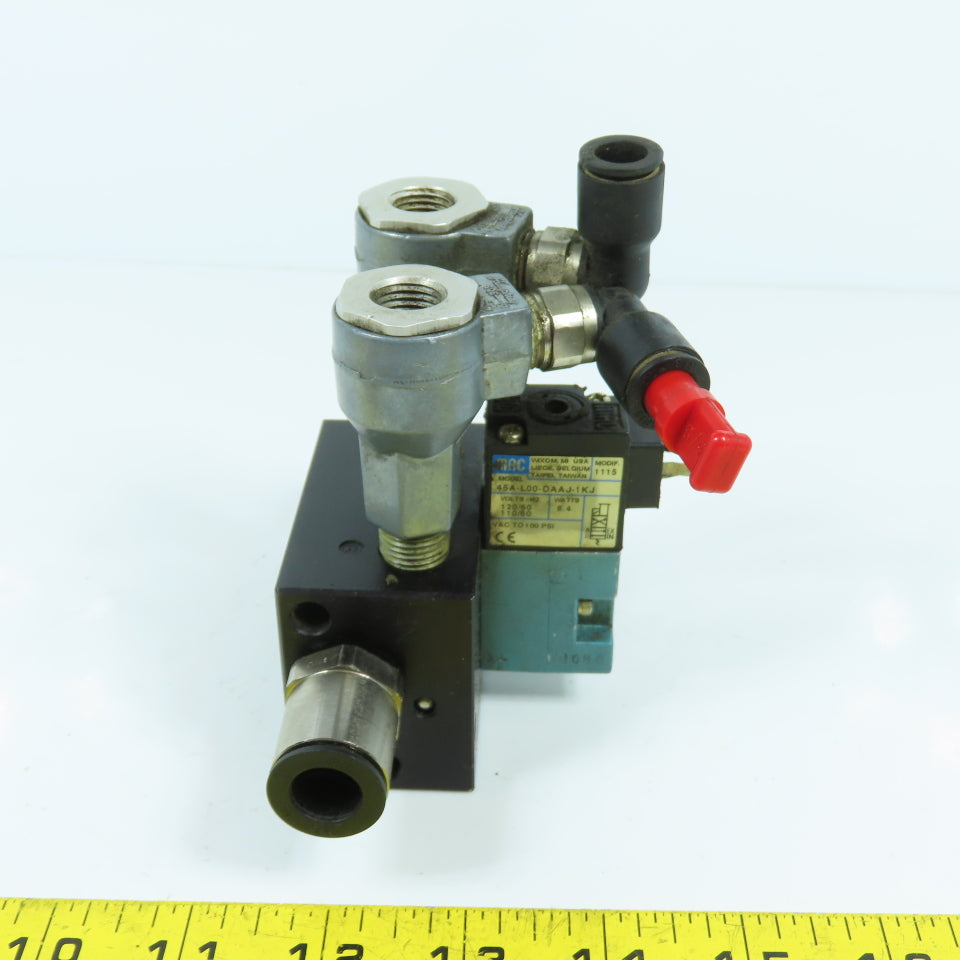 MAC 45A-L00-DAAJ-1KJ Solenoid Valve 120VAC W/ 4-Port Block & Humphrey SQE-2