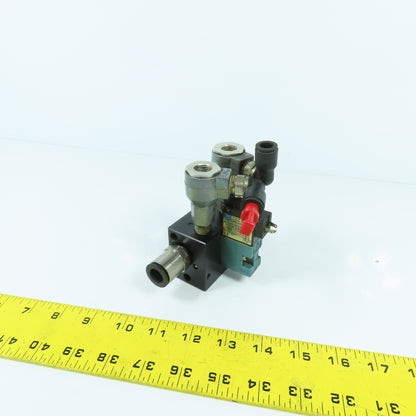 MAC 45A-L00-DAAJ-1KJ Solenoid Valve 120VAC W/ 4-Port Block & Humphrey SQE-2