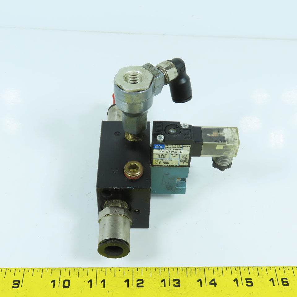 MAC 45A-L00-DAAJ-1KD Solenoid Valve 120VAC W/ 4-Port Block & Humphrey SQE-2