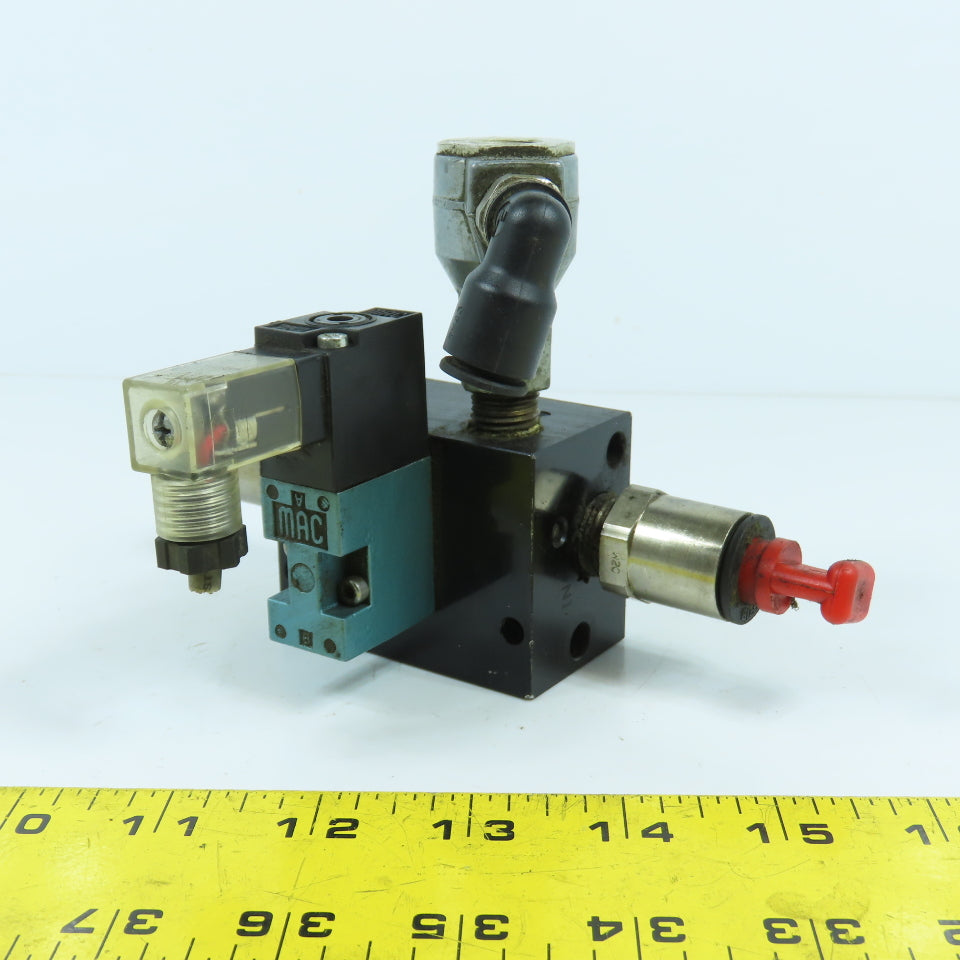 MAC 45A-L00-DAAJ-1KD Solenoid Valve 120VAC W/ 4-Port Block & Humphrey SQE-2