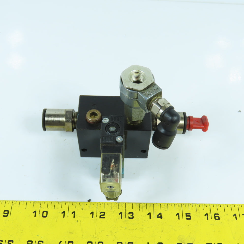 MAC 45A-L00-DAAJ-1KD Solenoid Valve 120VAC W/ 4-Port Block & Humphrey SQE-2