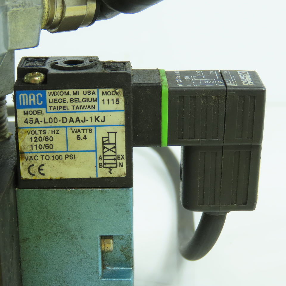 MAC 45A-L00-DAAJ-1KJ Solenoid Valve 120VAC W/ 4-Port Block & Humphrey SQE-2