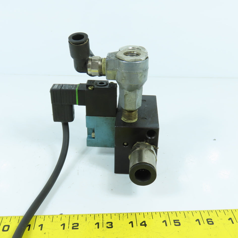 MAC 45A-L00-DAAJ-1KJ Solenoid Valve 120VAC W/ 4-Port Block & Humphrey SQE-2