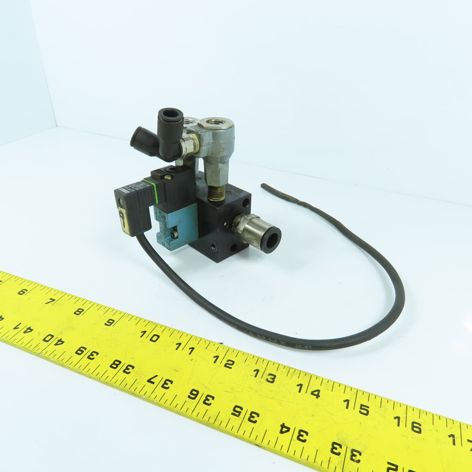 MAC 45A-L00-DAAJ-1KJ Solenoid Valve 120VAC W/ 4-Port Block & Humphrey SQE-2
