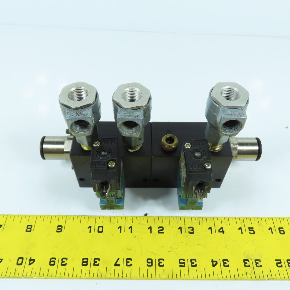 MAC 45A-L00-DAAJ-1KJ Solenoid Valve 120VAC W/6-Port Block & Humphrey SQE-(3)