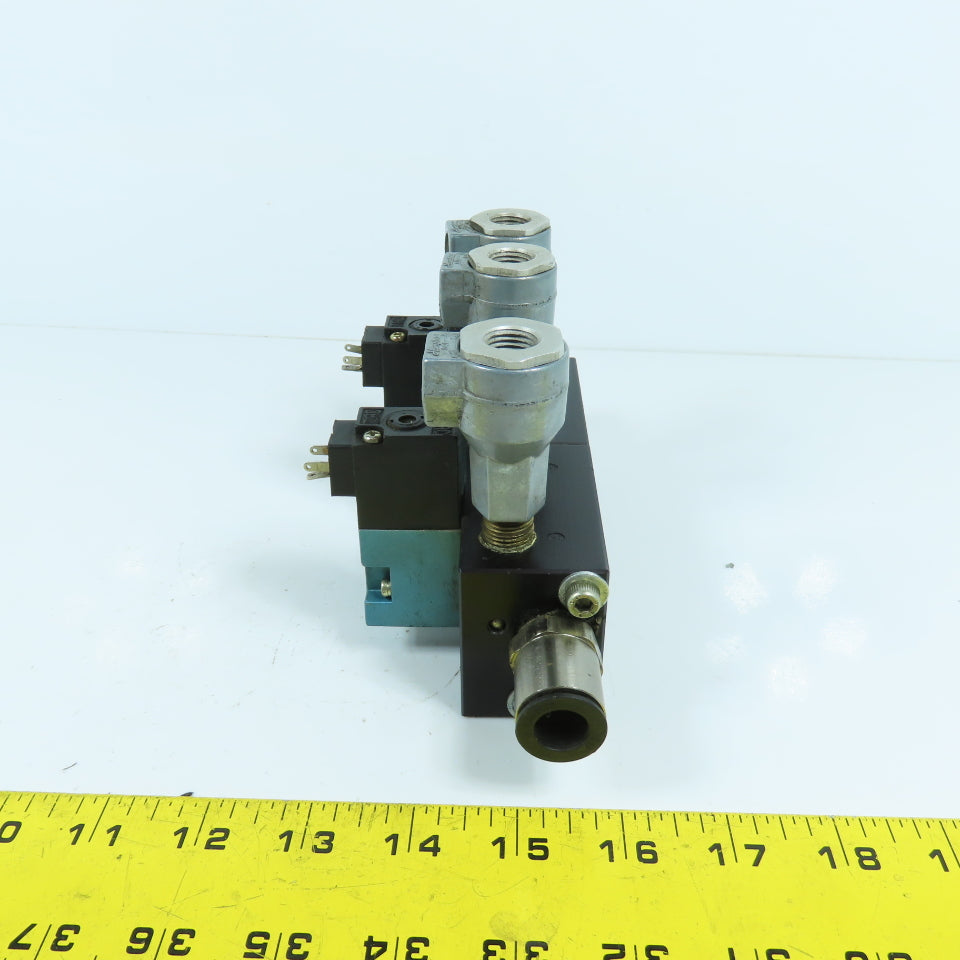 MAC 45A-L00-DAAJ-1KJ Solenoid Valve 120VAC W/6-Port Block & Humphrey SQE-(3)