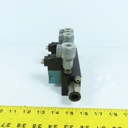 MAC 45A-L00-DAAJ-1KJ Solenoid Valve 120VAC W/6-Port Block & Humphrey SQE-(3)