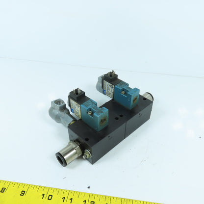 MAC 45A-L00-DAAJ-1KJ Solenoid Valve 120VAC W/6-Port Block & Humphrey SQE-(3)