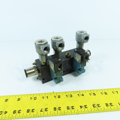 MAC 45A-L00-DAAJ-1KJ Solenoid Valve 120VAC W/6-Port Block & Humphrey SQE-(3)