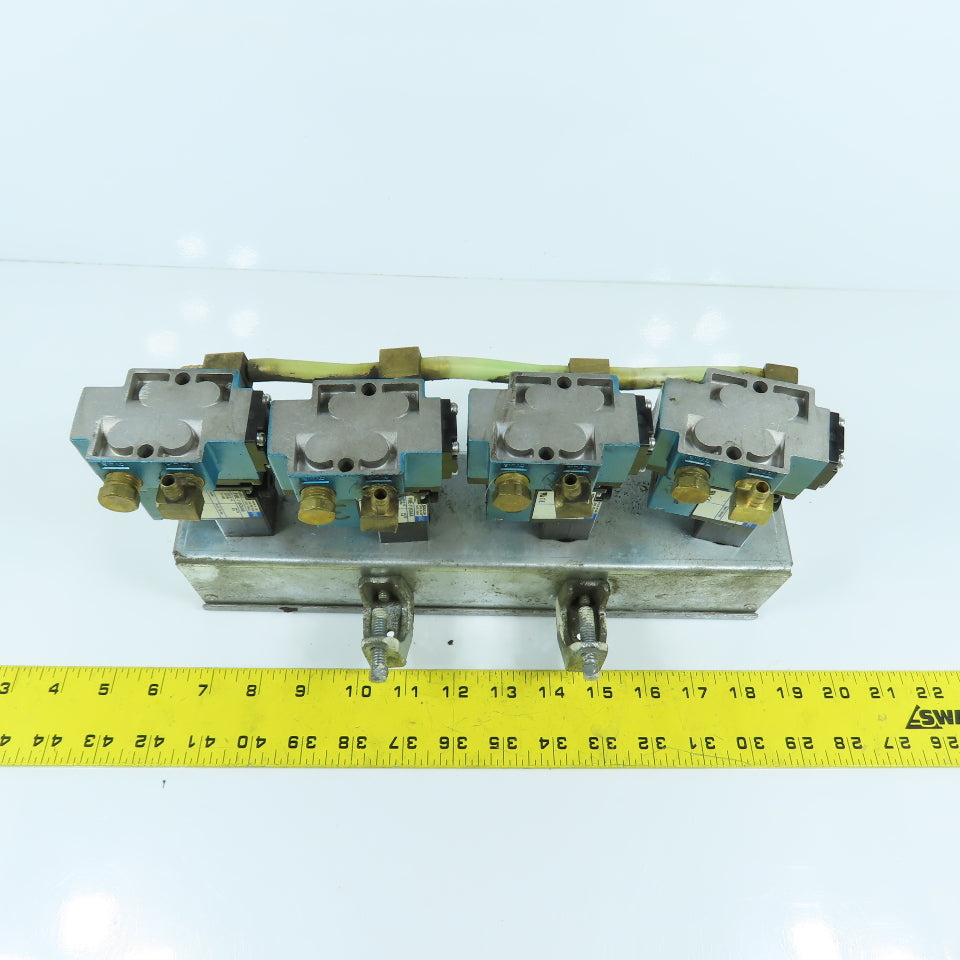 MAC PME-112CAAA 912M-PM-112CA (4) Solenoid Valve Bank 120VAC W/ Mounting Box