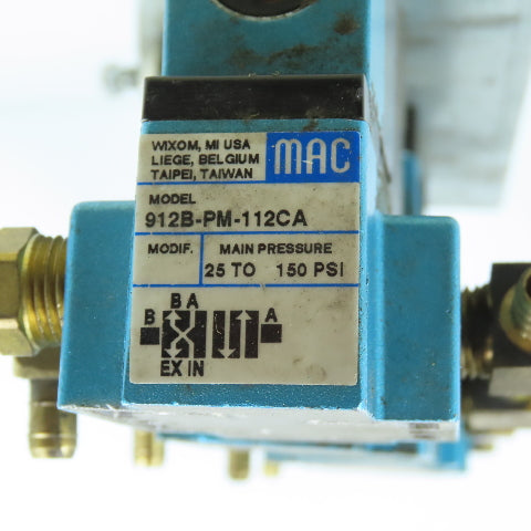 MAC PME-112CAAA 912M-PM-112CA (4) Solenoid Valve Bank 120VAC W/ Mounting Box