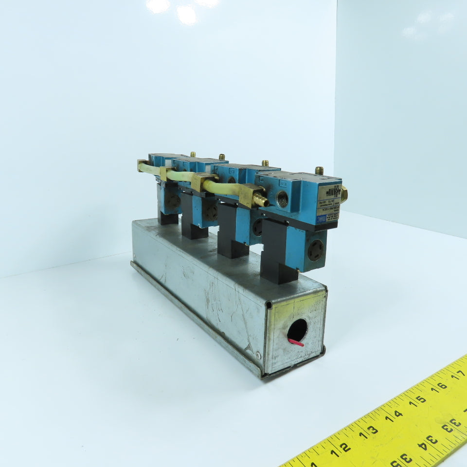 MAC PME-112CAAA 912M-PM-112CA (4) Solenoid Valve Bank 120VAC W/ Mounting Box