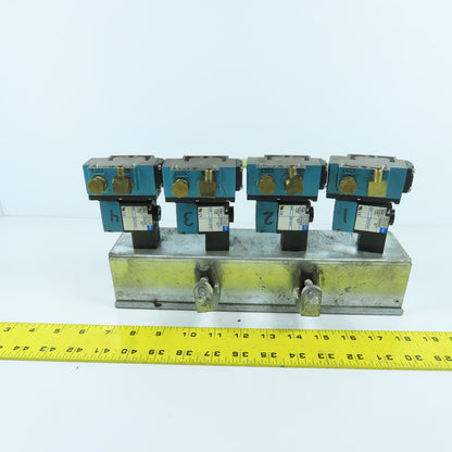 MAC PME-112CAAA 912M-PM-112CA (4) Solenoid Valve Bank 120VAC W/ Mounting Box