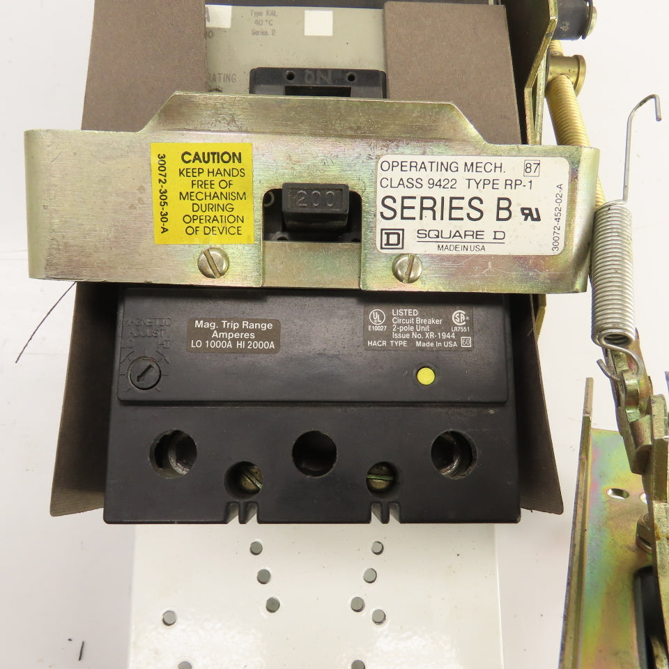 Square D KAL26200 200A 2-Pole Circuit Breaker W/ RP-1 Operating Mech Ser B